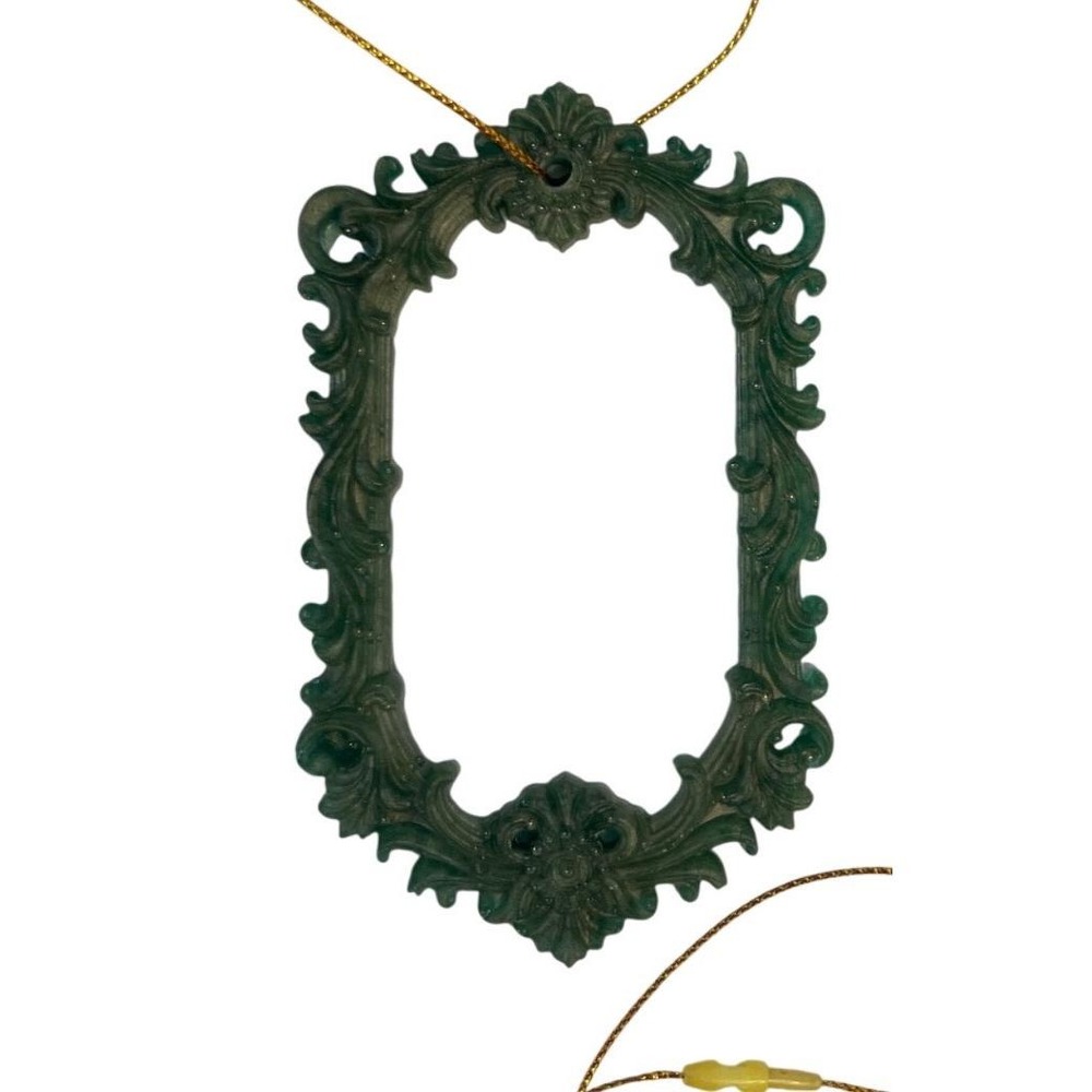 10pc Handmade Green Mica Baroque Architectural Salvage Style Christmas Ornaments - Picture 9 of 16